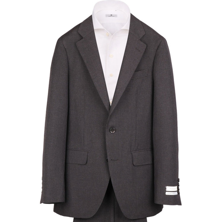 スーツセレクト 【CLASSICO TAPERED】【春夏】2釦シングルスーツ 1タック/ブラウン＆ブラック×ハウンドトゥース/RE:NEWOOL ブラウン系(茶)