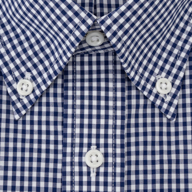 シルバーライン 【SILVER LINE】【形態安定】ボタンダウンドレスワイシャツ/ネイビー＆ホワイト×ギンガムチェック 青濃色