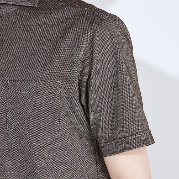 シルバーライン 【RBC/五分袖】カッタウェイビズポロシャツ プルオーバータイプ/ブラウン/4S コットンブレンド 茶中間