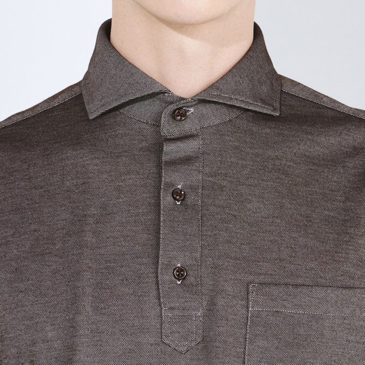 シルバーライン 【RBC/五分袖】カッタウェイビズポロシャツ プルオーバータイプ/ブラウン/4S コットンブレンド 茶中間