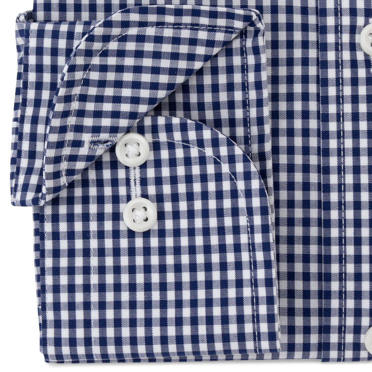 シルバーライン 【SILVER LINE】【形態安定】ボタンダウンドレスワイシャツ/ネイビー＆ホワイト×ギンガムチェック 青濃色