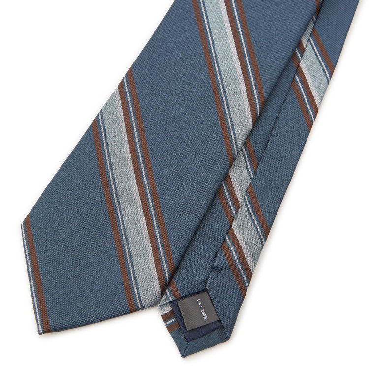 シルバーライン 【SILVER LINE】シルクストライプネクタイ 8.0cm幅/ネイビー×ブラウン その他