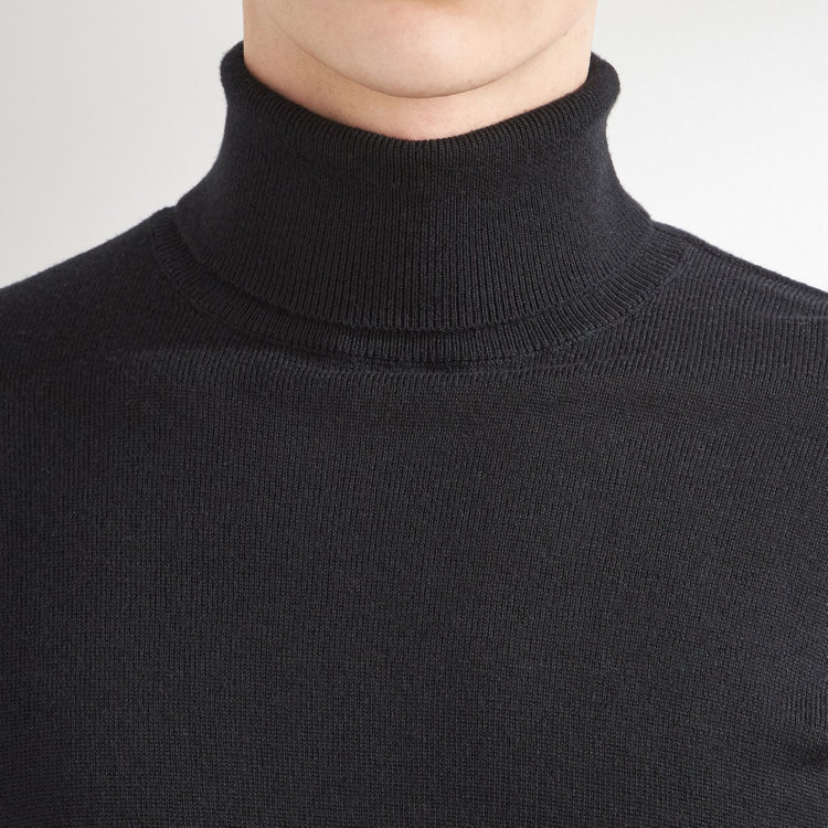 スーツセレクト 【RBC】【秋冬】ウールタートルネックニットセーター/ブラック/ZEGNA BARUFFA/マシンウォッシャブル 黒