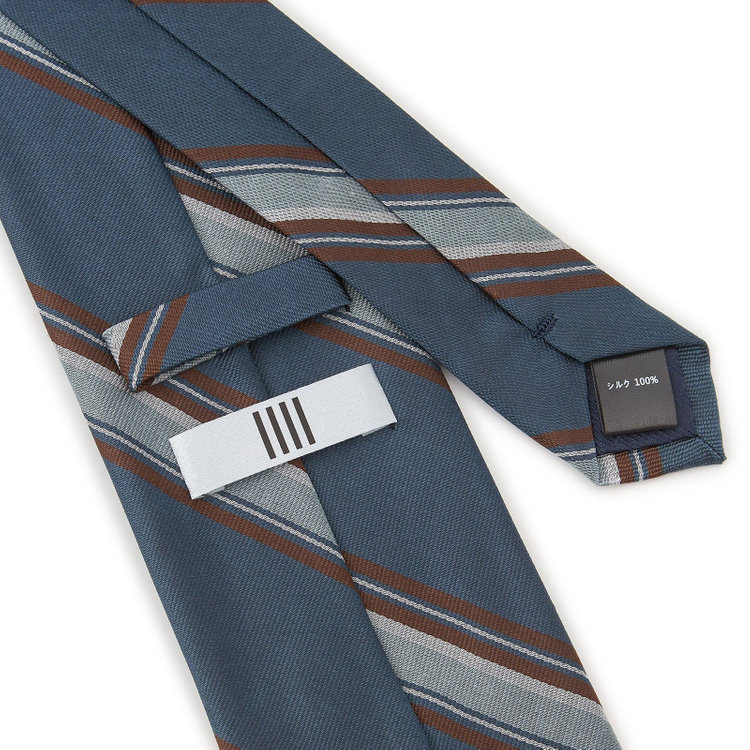 シルバーライン 【SILVER LINE】シルクストライプネクタイ 8.0cm幅/ネイビー×ブラウン その他