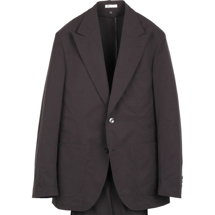 スーツセレクト 【WEB限定/OUTLET】【RBC】【春夏】スペアパンツ付き/3WAYワイド&ピークドラペル＆ノーカラー2釦シングルスーツ 1タック＆2タック/ブラック/ドローコード&ウエストシャーリング/※パンツ裾上げ済仕様/ウォッシャブル ブラック系(黒)