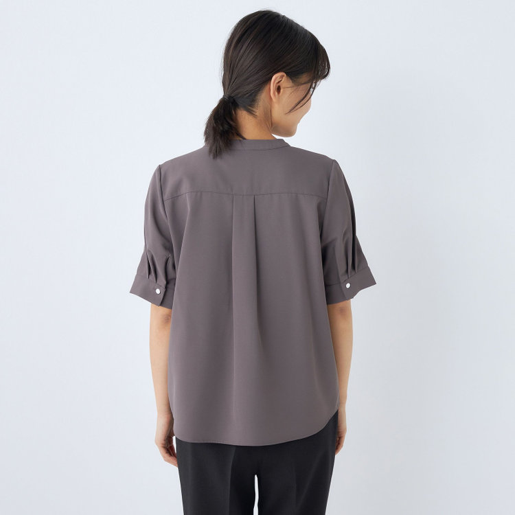 シルバーライン 【SILVER LINE/5分袖】バンドカラープルオーバー/ダークグレー グレー濃色