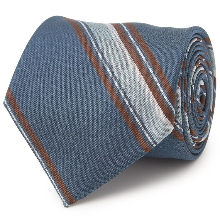 シルバーライン 【SILVER LINE】シルクストライプネクタイ 8.0cm幅/ネイビー×ブラウン その他