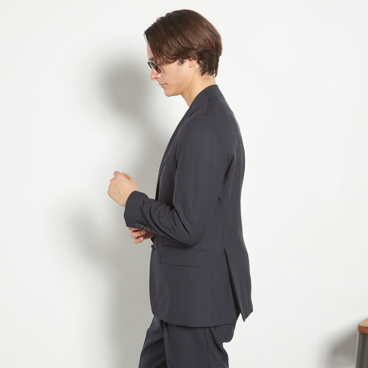 シルバーライン 【RBC】【春夏】2釦シングルスーツ 1タック/ネイビー×チェック/ウエストムーブ/4S AIR SUSTAINABILITY&ECOLOGY FABRIC/※パンツ裾上げ済仕様 紺中間