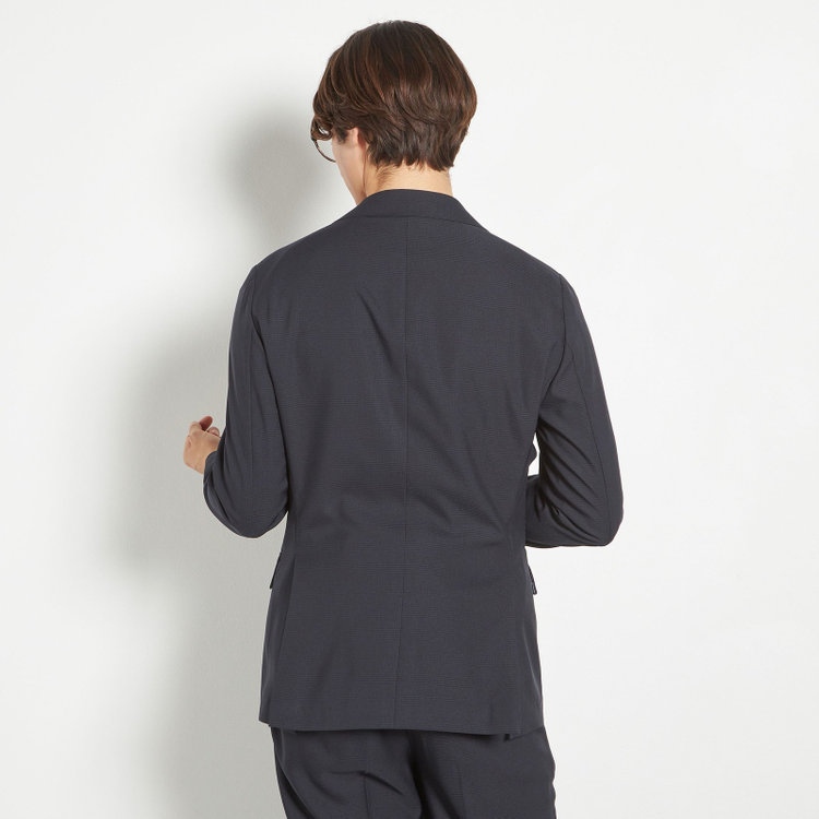 シルバーライン 【RBC】【春夏】2釦シングルスーツ 1タック/ネイビー×チェック/ウエストムーブ/4S AIR SUSTAINABILITY&ECOLOGY FABRIC/※パンツ裾上げ済仕様 紺中間