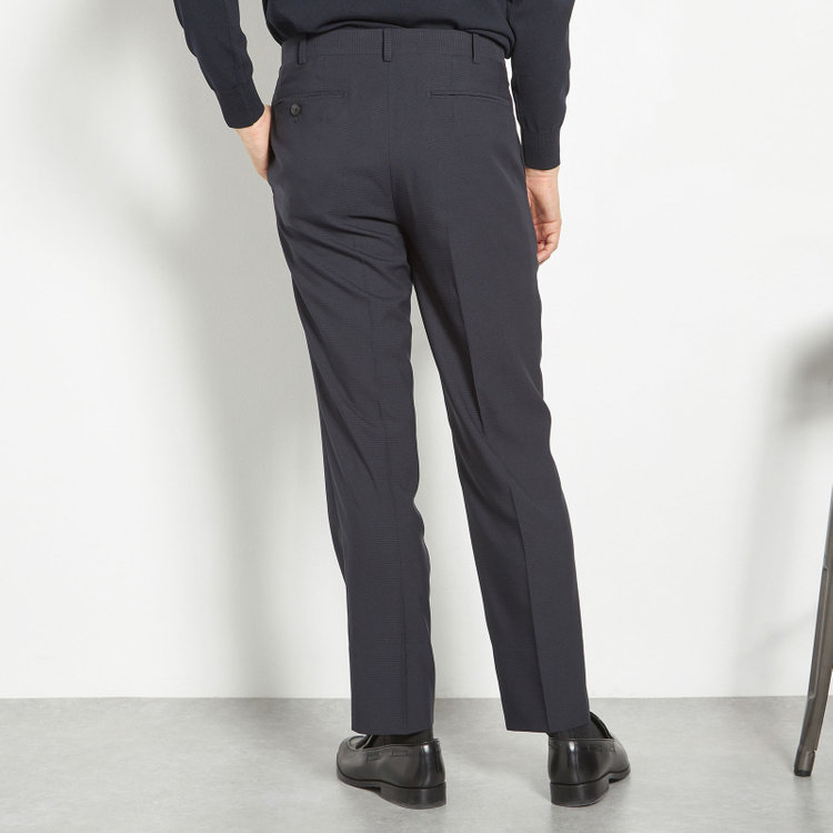 シルバーライン 【RBC】【春夏】2釦シングルスーツ 1タック/ネイビー×チェック/ウエストムーブ/4S AIR SUSTAINABILITY&ECOLOGY FABRIC/※パンツ裾上げ済仕様 紺中間