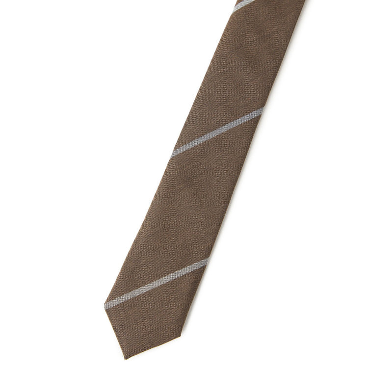 シルバーライン 【SILVER LINE】シルクストライプネクタイ 9.0cm幅/ブラウン×グレー/JAPAN MADE その他