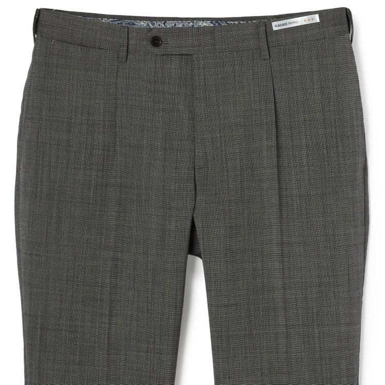 シルバーライン 【CLASSICO TAPERED】【春夏】ウール 1タックテーパードパンツ/グレー×ソリッド/ウエストムーブ/ウォッシャブル/※裾上げ必要 グレー淡色