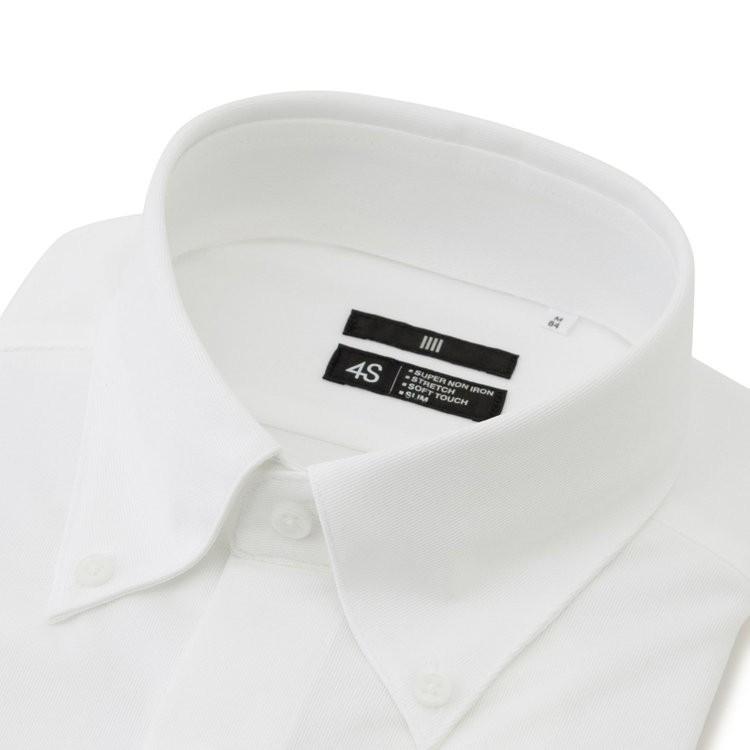 ブラックライン 【発送在庫あり】【WEB限定】【BLACK LINE】ボタンダウンワイシャツ/ホワイト×ドビー/「4S」スーパーノンアイロン・ストレッチ 白