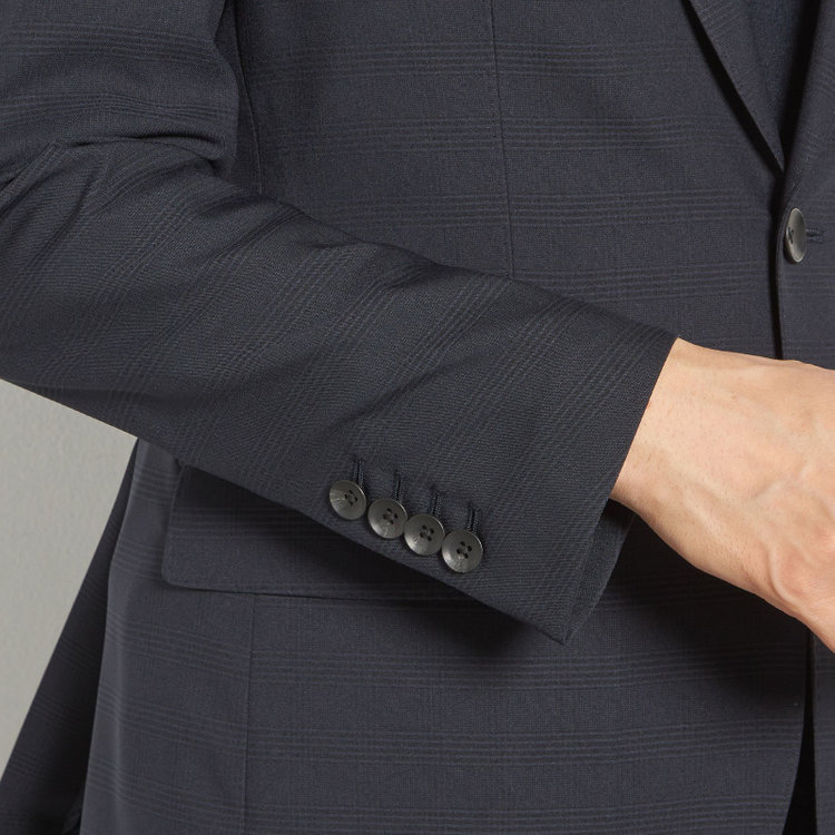 シルバーライン 【RBC】【春夏】2釦シングルスーツ 1タック/ネイビー×チェック/ウエストムーブ/4S AIR SUSTAINABILITY&ECOLOGY FABRIC/※パンツ裾上げ済仕様 紺中間