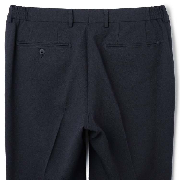 ブラックライン 【SLIM TAPERED】【秋冬】0タックテーパードパンツ/ネイビー/ウエストシャーリング/4S「ウォッシャブル」「ストレッチ」/※裾上げ済仕様 紺濃色