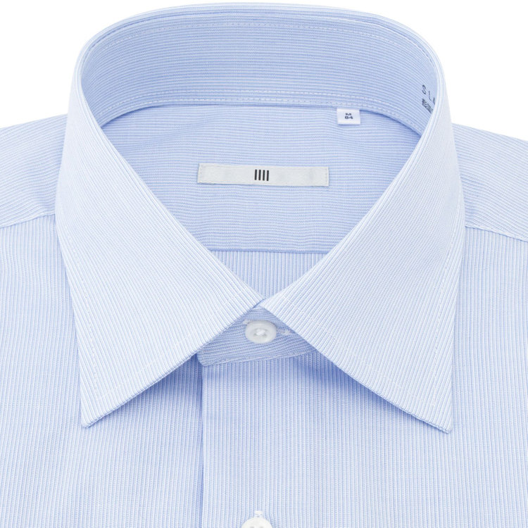 シルバーライン 【SILVER LINE】【形態安定】ワイドドレスワイシャツ/ブルー×ドビーストライプ 青濃色