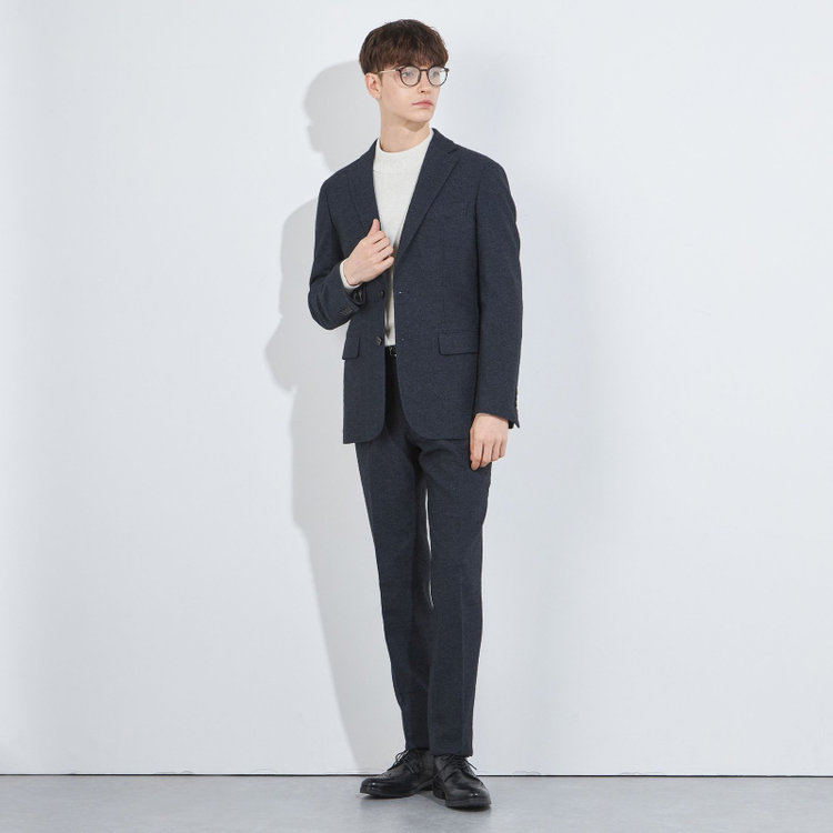 シルバーライン 【5DAYS CLOSET】【RBC】【秋冬】ウールブレンド1タックテーパードパンツ/ネイビー/ウエストムーブ/RE:NEWOOL/※裾上げ必要 紺中間