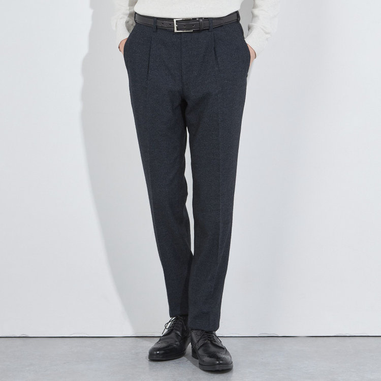 シルバーライン 【5DAYS CLOSET】【RBC】【秋冬】ウールブレンド1タックテーパードパンツ/ネイビー/ウエストムーブ/RE:NEWOOL/※裾上げ必要 紺中間