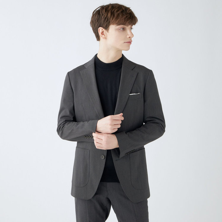 【4S CROSS】【年間】セットアップジャケット/グレー×カルゼ/パッチポケット