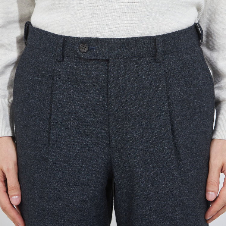 シルバーライン 【5DAYS CLOSET】【RBC】【秋冬】ウールブレンド1タックテーパードパンツ/ネイビー/ウエストムーブ/RE:NEWOOL/※裾上げ必要 紺中間