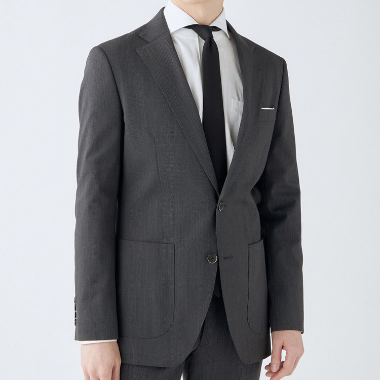 シルバーライン 【4S CROSS】【年間】セットアップジャケット/グレー×カルゼ/パッチポケット グレー中間