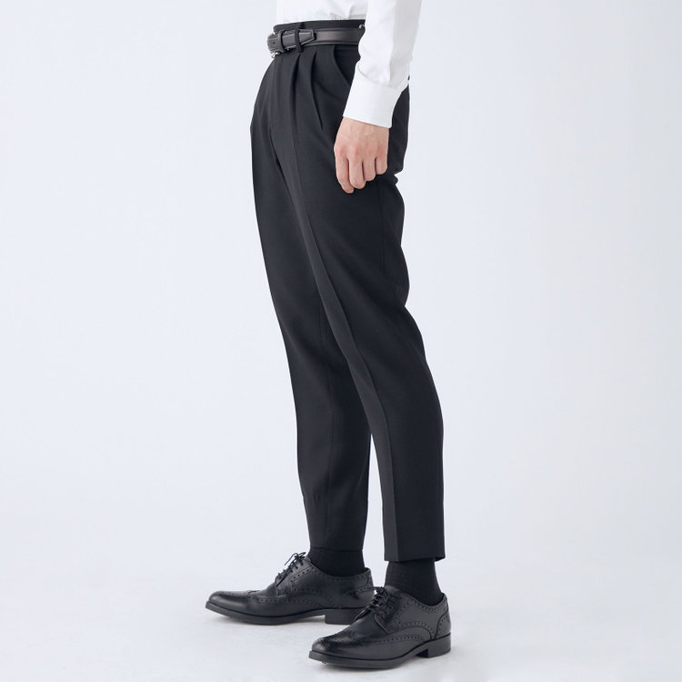 ブラックライン 【発送在庫あり】【RBC】【春夏】2タックパンツ/ブラック/サイド尾錠/4S SUSTAINABILITY&ECOLOGY FABRIC/※裾上げ済仕様 黒