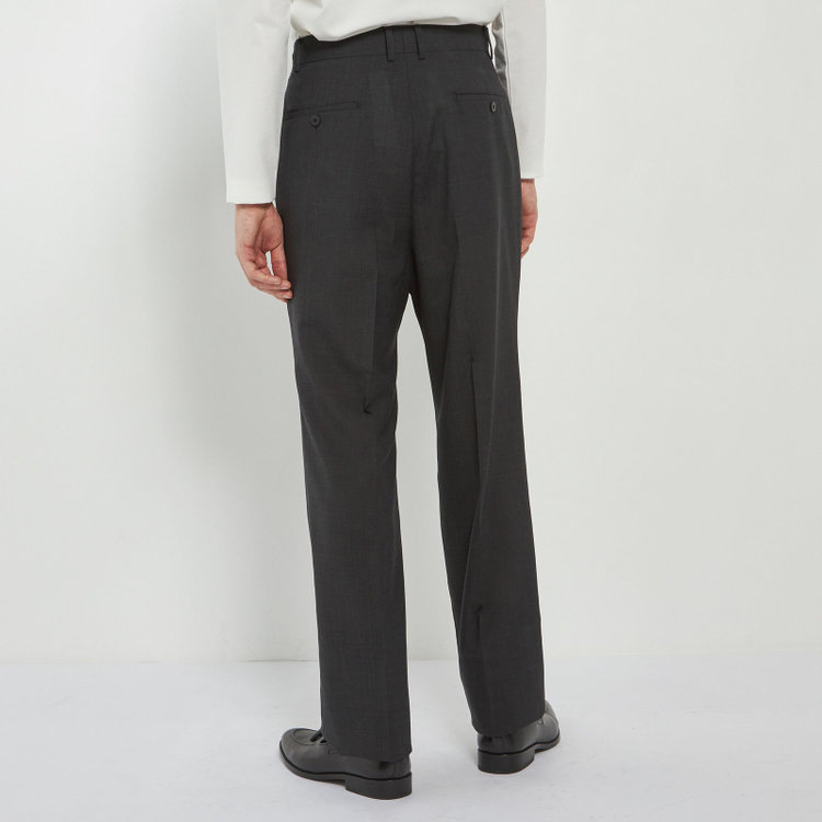 ソノタ 【BLACK LINE】【春夏】1タックワイドシルエットパンツ/グレー×サイロフィル/NEW ZEALAND WOOL MIX Super100’s/※裾上げ必要 グレー濃色