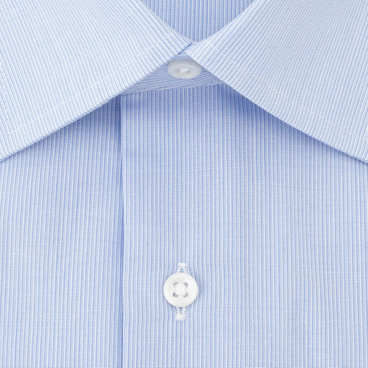 シルバーライン 【SILVER LINE】【形態安定】ワイドドレスワイシャツ/ブルー×ドビーストライプ 青濃色