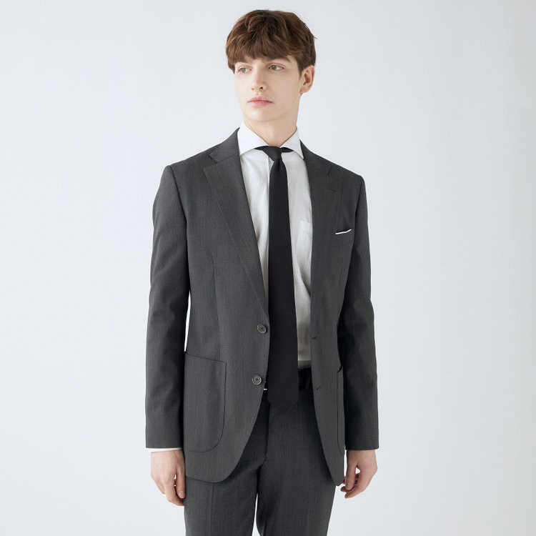 シルバーライン 【4S CROSS】【年間】セットアップジャケット/グレー×カルゼ/パッチポケット グレー中間