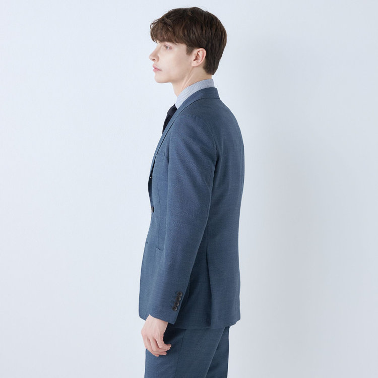 シルバーライン 【発送在庫あり】【CLASSICO TAPERED】【春夏】3釦段返りシングルスーツ 2タック/ブルー/パッチポケット/ウエストムーブ/MARZOTTO/※パンツ裾直し必要 青中間