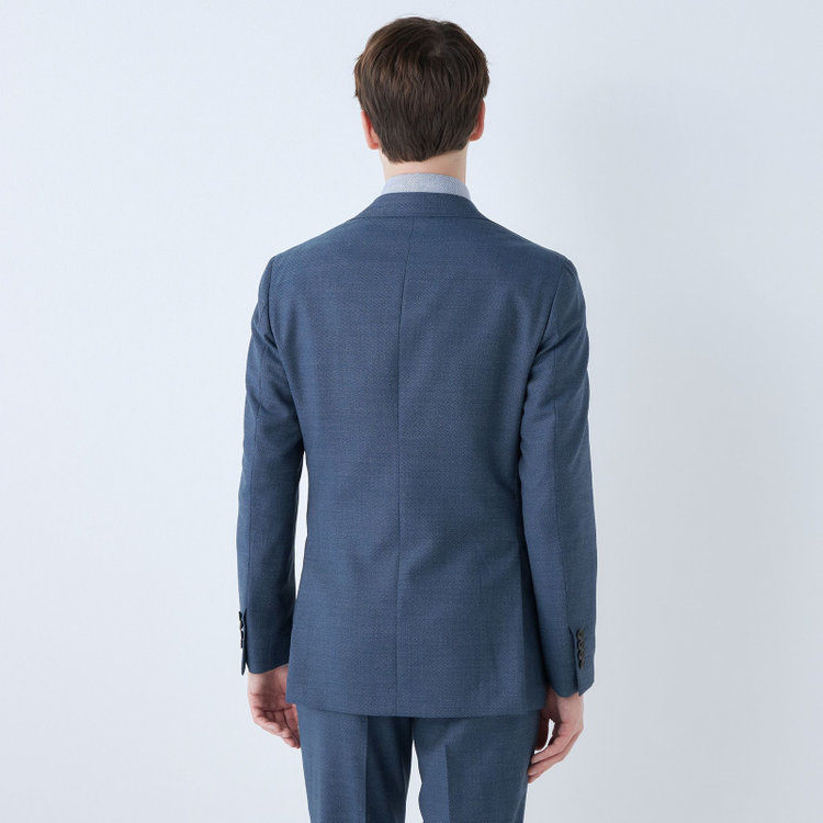シルバーライン 【発送在庫あり】【CLASSICO TAPERED】【春夏】3釦段返りシングルスーツ 2タック/ブルー/パッチポケット/ウエストムーブ/MARZOTTO/※パンツ裾直し必要 青中間
