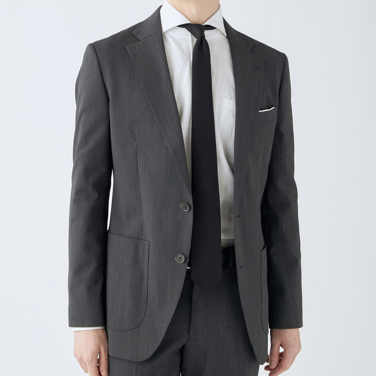 シルバーライン 【4S CROSS】【年間】セットアップジャケット/グレー×カルゼ/パッチポケット グレー中間