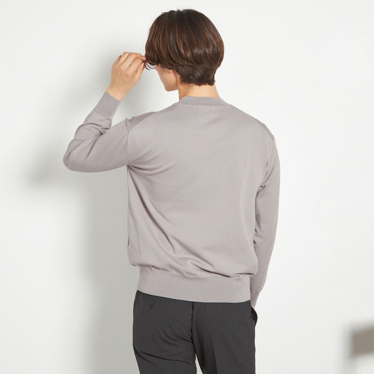 スーツセレクト  【RBC】コットンブレンドモックネックニット/グレー/マシンウォッシャブル/「UVカット」「接触冷感」 グレー淡色