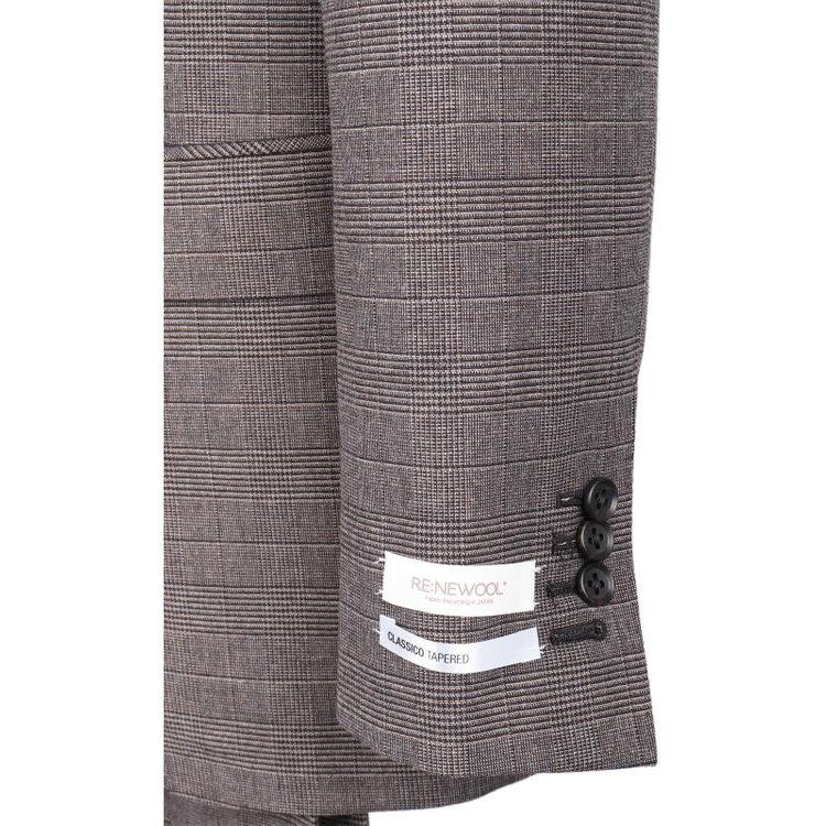スーツセレクト 【CLASSICO TAPERED】【春夏】2釦シングルスーツ 1タック/ブラウン＆ブラック×グレンチェック/RE:NEWOOL ブラウン系(茶)