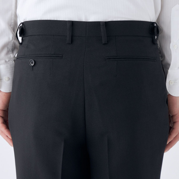 ブラックライン 【発送在庫あり】【RBC】【春夏】2タックパンツ/ブラック/サイド尾錠/4S SUSTAINABILITY&ECOLOGY FABRIC/※裾上げ済仕様 黒