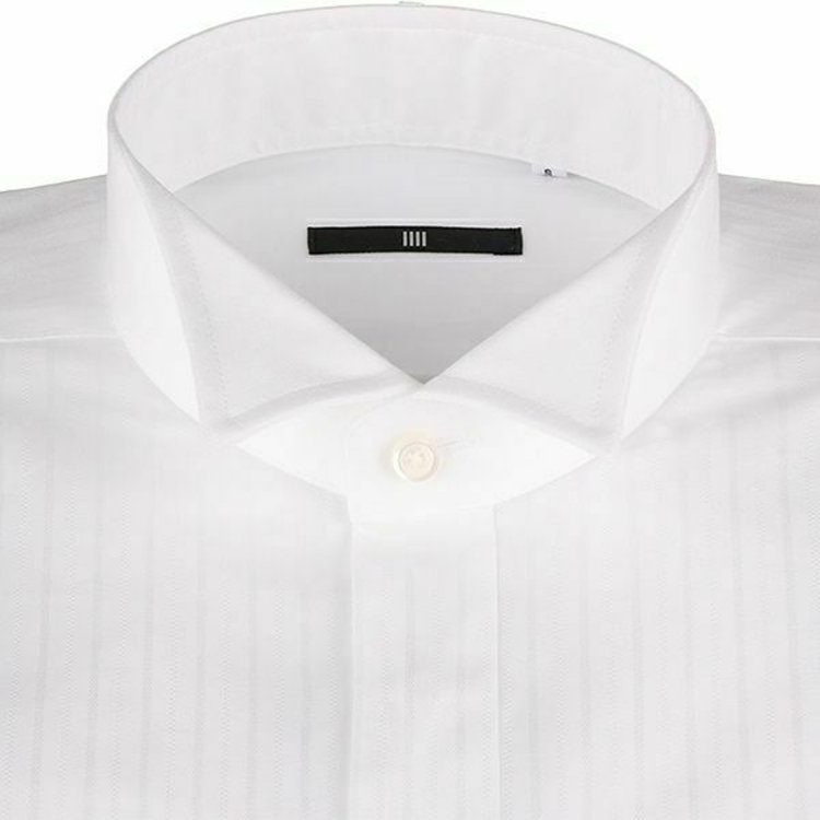 ブラックライン 【BLACK LINE】ウイングカラードレスワイシャツ/ホワイト×ドビーストライプ ホワイト系(白)