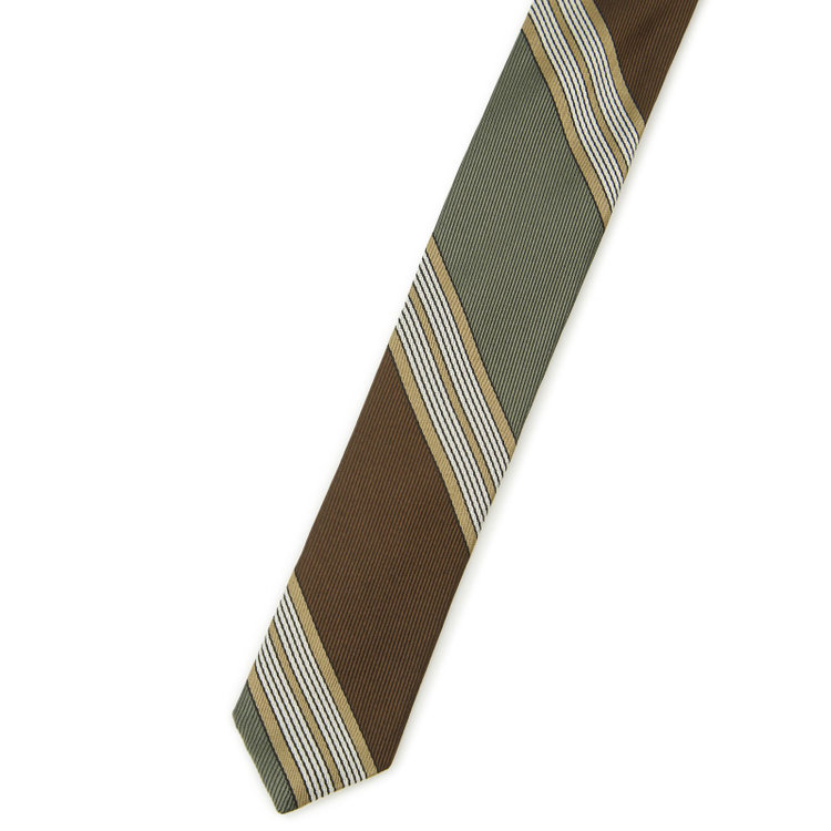 シルバーライン 【SILVER LINE】シルクストライプネクタイ 8.5cm幅/ブラウン×グリーン/Finest fabrics by COMO ITALY その他