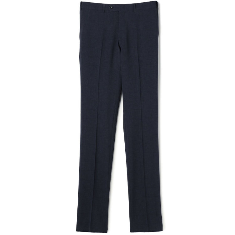 ブラックライン 【SLIM TAPERED】【春夏】0タックテーパードパンツ/ネイビー×チェック/ウエストムーブ/※裾上げ済み仕様 紺濃色