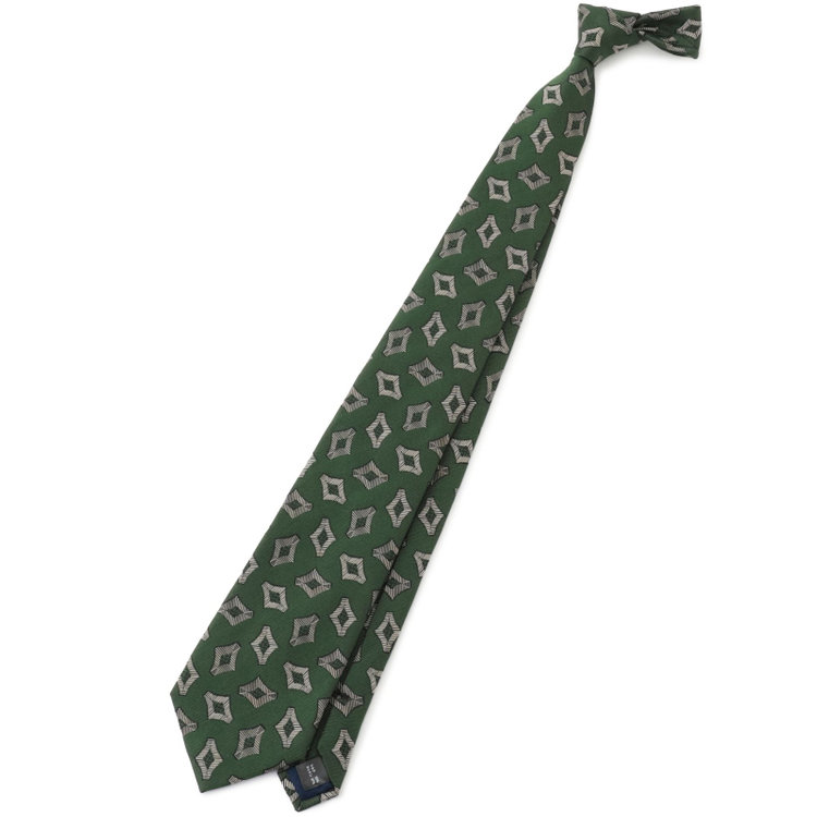 シルバーライン 【発送在庫あり】【SL】シルクコットン小紋ネクタイ 8.5cm幅/グリーン/ITALIAN FABRICS その他