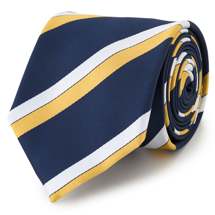 ブラックライン 【BLACK LINE】ポリエステルストライプネクタイ 7.5cm幅/ネイビー×イエロー/ウォッシャブル その他