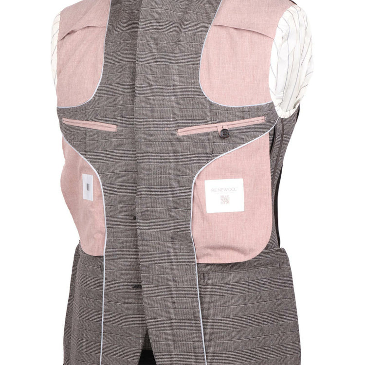 スーツセレクト 【CLASSICO TAPERED】【春夏】2釦シングルスーツ 1タック/ブラウン＆ブラック×グレンチェック/RE:NEWOOL ブラウン系(茶)