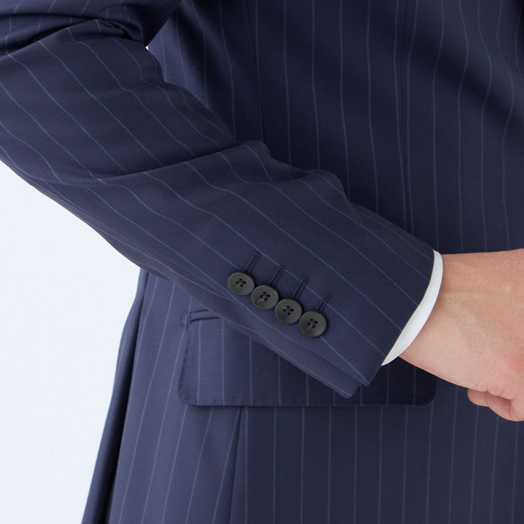 シルバーライン 【CLASSICO TAPERED】【秋冬】2釦シングルスーツ 1タック/ネイビー×ストライプ/CANONICO 1663 fabric made in italy/※裾上げ必要 紺中間