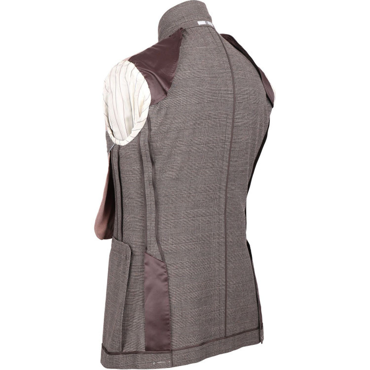 スーツセレクト 【CLASSICO TAPERED】【春夏】2釦シングルスーツ 1タック/ブラウン＆ブラック×グレンチェック/RE:NEWOOL ブラウン系(茶)