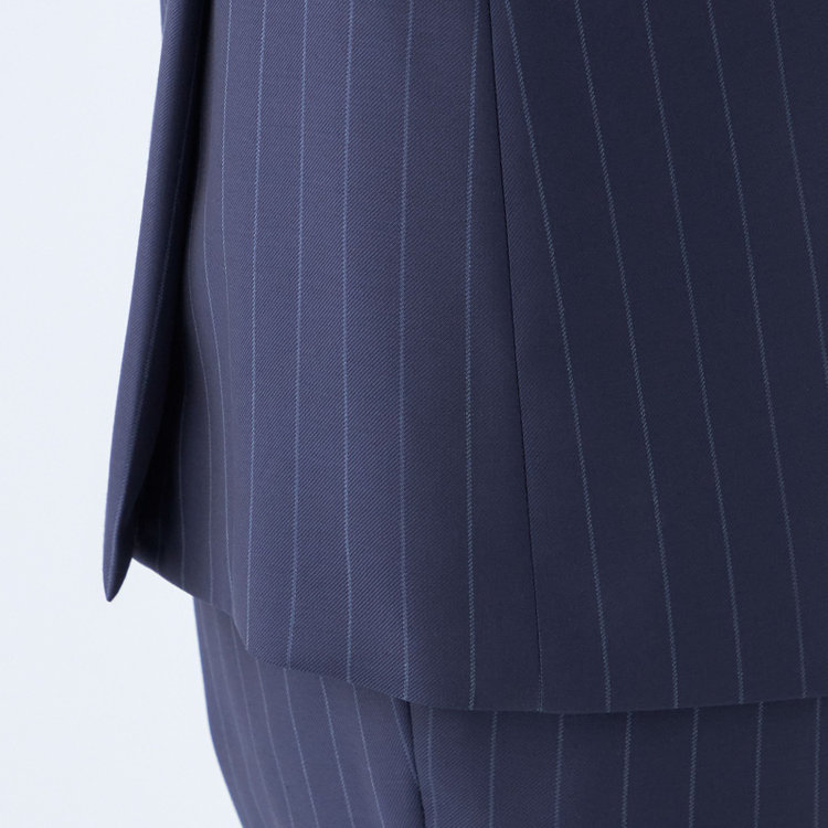 シルバーライン 【CLASSICO TAPERED】【秋冬】2釦シングルスーツ 1タック/ネイビー×ストライプ/CANONICO 1663 fabric made in italy/※裾上げ必要 紺中間