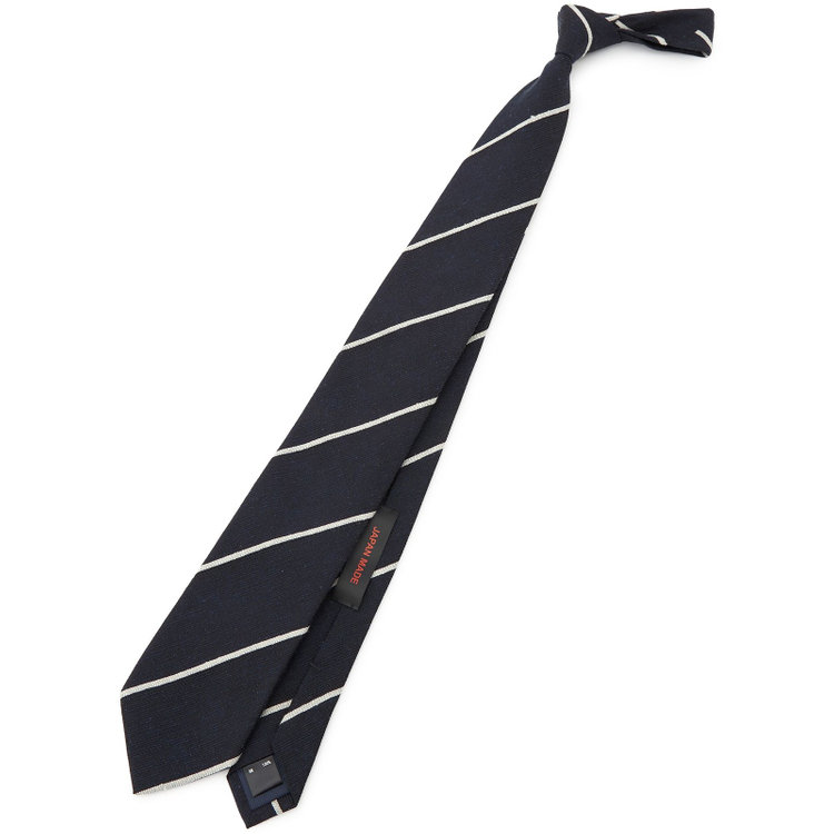 シルバーライン 【BL】シルクストライプネクタイ 7.5cm幅/ネイビー×ホワイト/JAPAN MADE その他