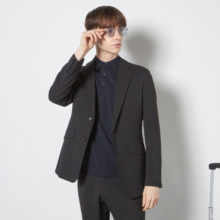 スーツセレクト 【RBC】【5分袖】コットンブレンドレトロポロシャツ/ネイビー/「マシンウォッシャブル」「UVカット」「接触冷感」 紺濃色