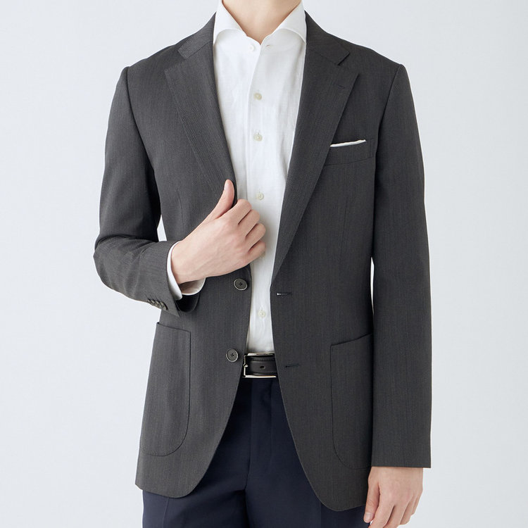 シルバーライン 【4S CROSS】【年間】セットアップジャケット/グレー×カルゼ/パッチポケット グレー中間