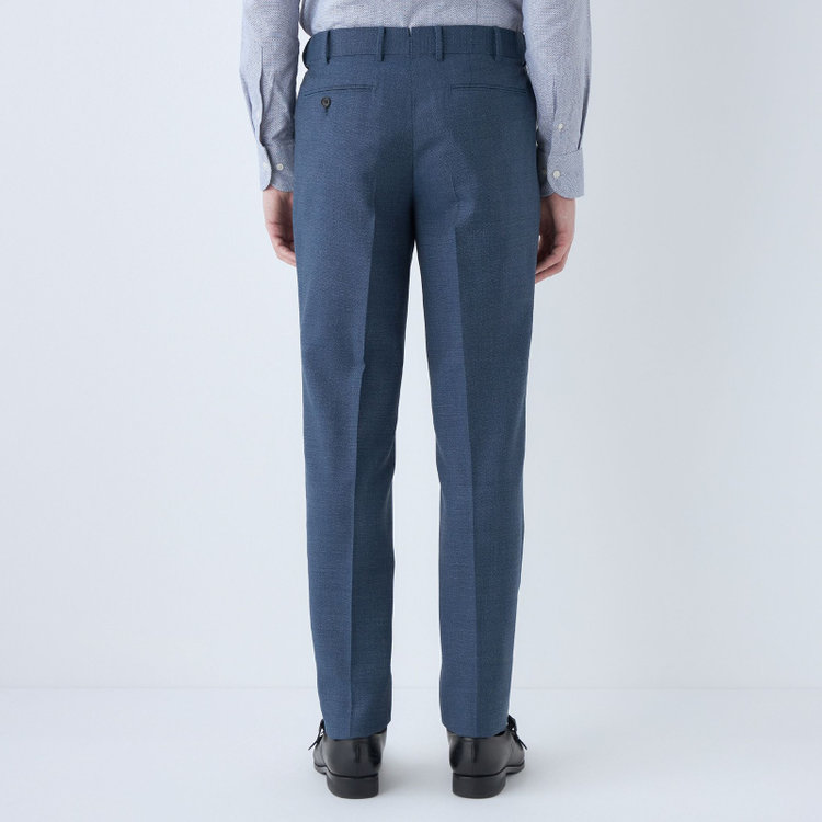 シルバーライン 【発送在庫あり】【CLASSICO TAPERED】【春夏】3釦段返りシングルスーツ 2タック/ブルー/パッチポケット/ウエストムーブ/MARZOTTO/※パンツ裾直し必要 青中間