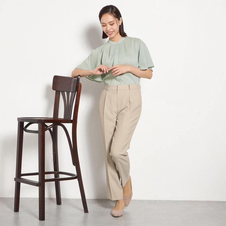 シルバーライン 【半袖】バンドカラーブラウス/グレー/「ストレッチ」「通気性」「吸水・速乾」「環境負荷軽減」 グレー中間