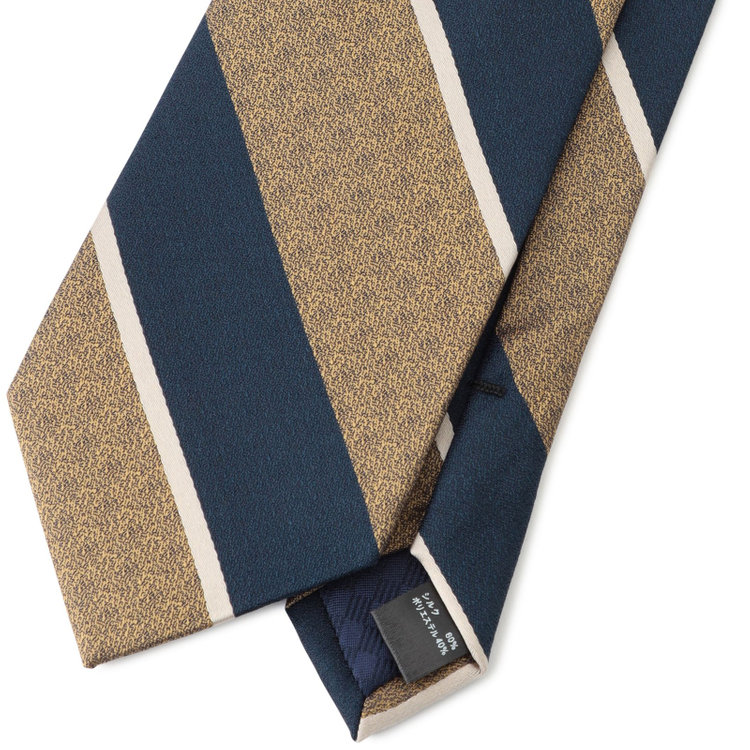 シルバーライン 【発送在庫あり】 【SL】シルクブレンドストライプネクタイ 8.0cm幅/ブラウン×ネイビー+ベージュ その他